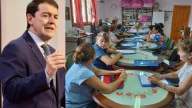 El presidente de la Junta, Alfonso Fernández Mañueco, en un montaje junto a una imagen de los cursos plurirregionales organizados por Femur