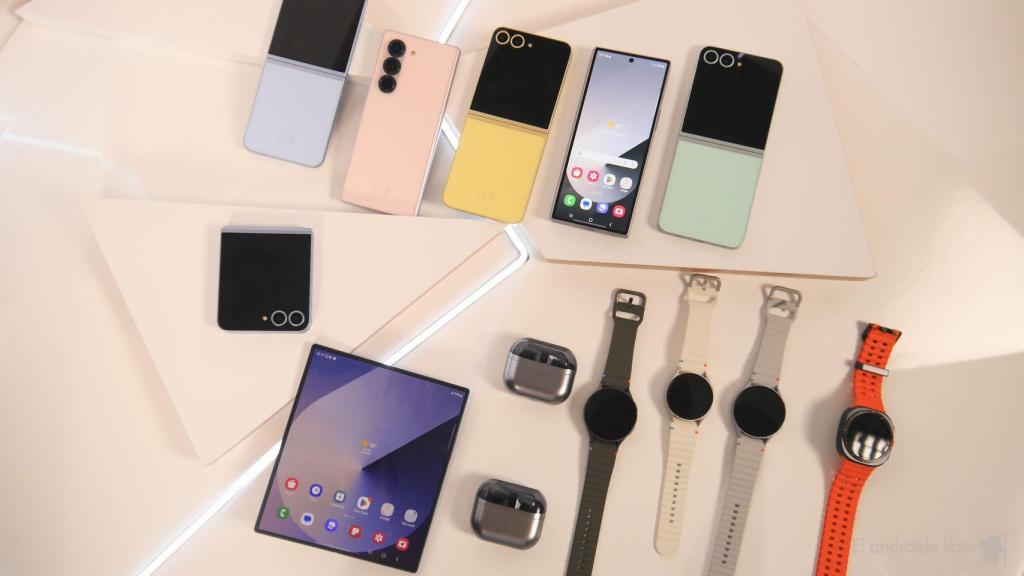 Gama de productos Samsung: Galaxy Z Flip 6, Galaxy Z Fold 6, Galaxy Buds 3, Galaxy Watch 7